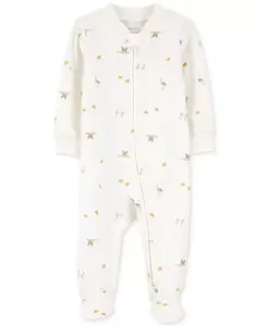 Детский хлопковые пижамы-комбинезон Mini Bird-Print для сна и игр Carter's, белый