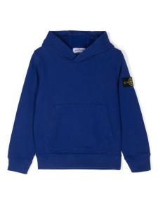 Stone Island Junior толстовка с капюшоном из хлопка с изображением компаса, синий