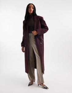 ASOS DESIGN Длинное свободное пальто для папы сливового цвета