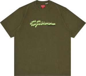 Футболка Supreme Shadow Script Short-Sleeve Top 'Dark Olive', зеленый