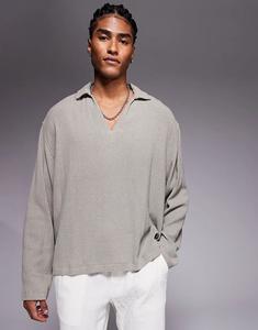 Рубашка свободного кроя ASOS DESIGN серого цвета с текстурой