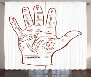 Штора ABAKUHAUS Boho Rustic, с принтом пальмы, нарисованной вручную, универсальная ленточная штора для гостиной с петлями и крючками, 280 x 225 см, цвет "Белое красное дерево" Abakuhaus