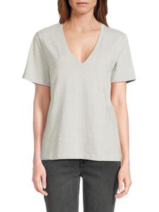 Футболка из хлопка Heritage с V-образным вырезом Good American, цвет Heather Grey