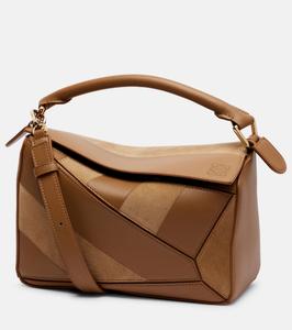 Пазл Сумка-тоут из кожи и замши малая Loewe, Oak