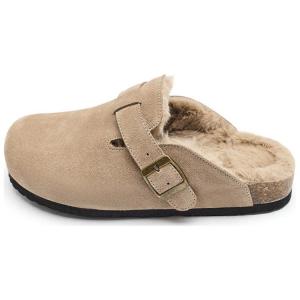 AGSDON Закрытые тапочки на каблуке 3 см женские светло-бежевые, цвет Light Khaki