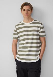 Футболка QS MIT RUNDHALSAUSSCHNITT UND BLOCKSTREIFEN, Helles Olivgrün/Green