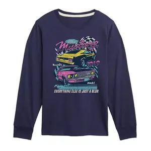 Футболка с длинным рукавом для мальчиков 8-20 лет с принтом Ford Mustang в размытом стиле Licensed Character, синий