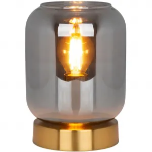 Настольная лампа näve Alessio E14 1 шт. дымчатое стекло, без 1 x E14, провод 160 см черный с выключателем на шнуре Näve, золотой