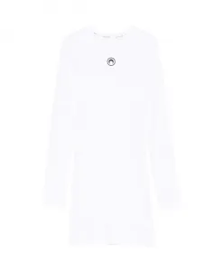 Белое хлопковое платье с длинными рукавами Marine Serre, белый