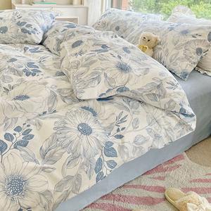 LUOLAI HOME Постельное белье, 3 предмета, простыня, 150x200 см, 100% чесаный хлопок, цвет shuimo hua