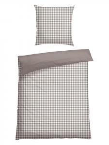 Schiesser Комплект постельного белья Renforcé "Vichy" серо-белого цвета