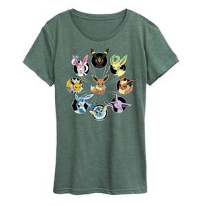 Футболка Plus с рисунком Pokemon Eevee Evolution, цвет Heather Green