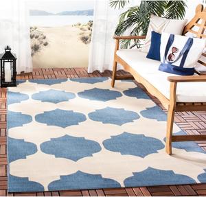 Ковер SAFAVIEH, 122 x 171 см, Washable Rug Outdoor Courtyard Collection - , Beige & Blue, Non-Shedding & Easy Cleaning, идеальный для патио, заднего двора, прихожей (CY6162-233)