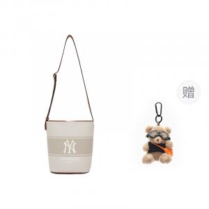 MLB Полиэстеровая сумка ведро через плечо женская бежевая, Beige+Free Bear Pendant