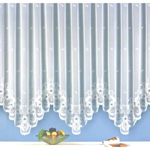 Тюль Flensburg с кулиской, 1 шт., арочный стиль, жаккард, полупрозрачный, с каймой, подкладка, занавеска Weckbrodt, белый