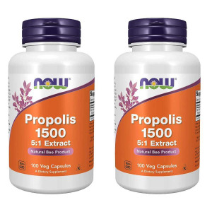 Прополис Now Foods Propolis 1500 мг, 2 упаковки, 100 капсул