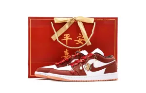 Jordan Кроссовки Air 1 из износостойкой кожи с поддержкой стопы, низкие, винтажные, баскетбольные, унисекс, красные и белый