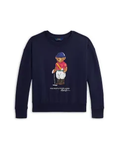 Флисовая толстовка свободного кроя с изображением медведя-поло для девочек - для детей постарше. Ralph Lauren, синий