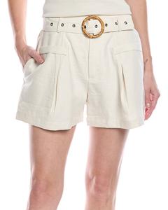 FATE Поясные шорты с высокой талией из смесового льна, бежевый