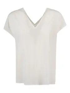 Блузка с V-образным вырезом и короткими рукавами Peserico, белый