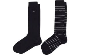 Носки гольф мужские 2 пары EMPORIO ARMANI, 2 Pack (синий+синий Stripes)