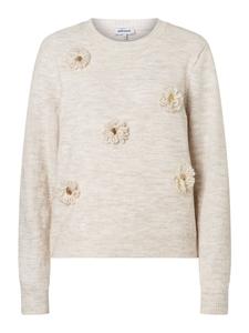 Милый, мягкий свитер с меланжевым принтом, цветы в пудрово-кремовой меланжевой расцветке More & More