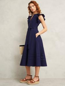 Платье Vanessa с рюшами на плечах Hobbs, Navy