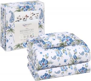 Комплект постельного белья Ruvanti, 3 предмета, 168х260/100х203/51х76 см, белый/незабудки