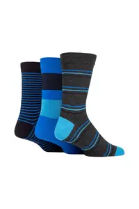 3 пары удобных носков в полоску из бамбука с гладкими швами на пальцах ног SOCKSHOP, синий