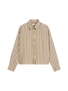 Свободная укороченная блузка в полоску с жатым узором, бежевого цвета Marc O'Polo