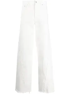 Широкие джинсы с эффектом потертости Lanvin, белый