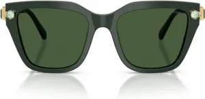 Женские солнцезащитные очки Swarovski SK6041f с низкой переносицей и квадратной формой, Dark Green/Dark Green