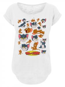 Длинная футболка Длинная футболка с изображением Тома и Джерри из сериала Многоликие в белом цвете F4NT4STIC