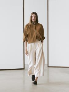 Летящие брюки с подворотами Massimo Dutti, cream