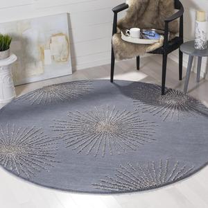 Ковер SAFAVIEH, 183 x 183 см, Soho Collection Dark Grey / Silver SOH712E ручной работы Starburst премиум из шерсти и вискозы