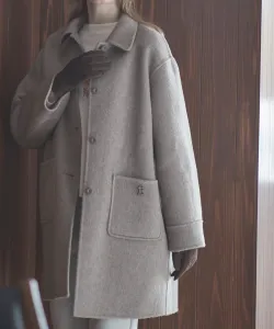 Пальто средней длины из шерстяной смеси River Coat Studio Picone, цвет Brown (010)