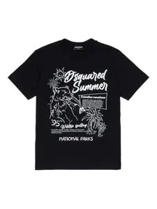 Футболка с графичным принтом Dsquared2 Kids, черный