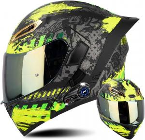 Шлем мотоциклетный Yagteycll Bluetooth, черный / желтый