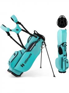 COSTWAY Сумка для гольфа на подставке с 8 отделениями и дождевым чехлом, бирюзового цвета