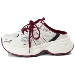 HUANQIU Дышащие утолщенные кроссовки на платформе для увеличения роста женские бежево-бордовые, цвет Beige Burgundy