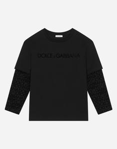 Джерси-футболка с длинными рукавами и флокированным принтом логотипа Dolce&Gabbana, мультиколор