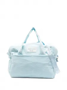 Вельветовая сумка для пеленания с принтом Тедди Moschino Kids, синий