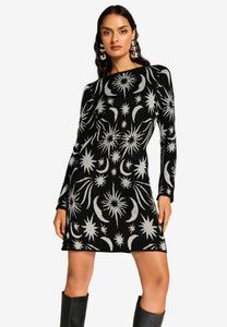 Платье Love & Roses JACQUARD GLITTER, Black Moon And Star/Black