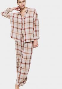 Пижамный комплект Marks & Spencer DOUBLE CLOTH COLLAR AND STAND CHECK SET, Light Pink Mix/Mottled Pink