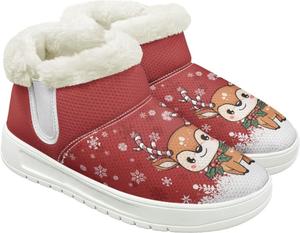 Рождественский принт JoyLamoria на дому, снежные ботинки для женщин, походные ботинки на щиколотку, рабочая и модная обувь для девушек, Snowflake Deer