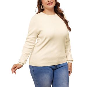 Женские вязаные свитера больших размеров с длинными рукавами, рубашки с круглым вырезом, осенние повседневные базовые футболки Agnes Orinda, цвет Apricot