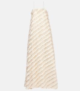 Длинное платье из жаккарда с бахромой Anguilla Taller Marmo, белый