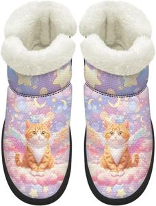 Женские удобные зимние ботинки для ходьбы с противоскользящей подошвой, средние по голенище, с внутренней подкладкой из искусственного меха Chririnla, Dreamy Rainbow Kitten