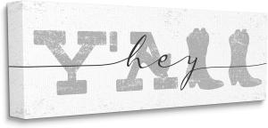 Фраза на сапогах ковбоя Stupell Industries Distressed Western «Привет, ребята» No Brand