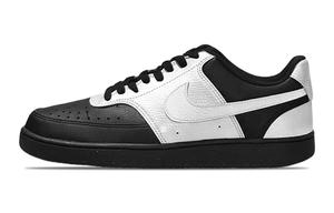 Nike Кроссовки Court Vision Low Black Silver Classic, износостойкие, низкие, для скейтбординга, унисекс, серебристо-черные